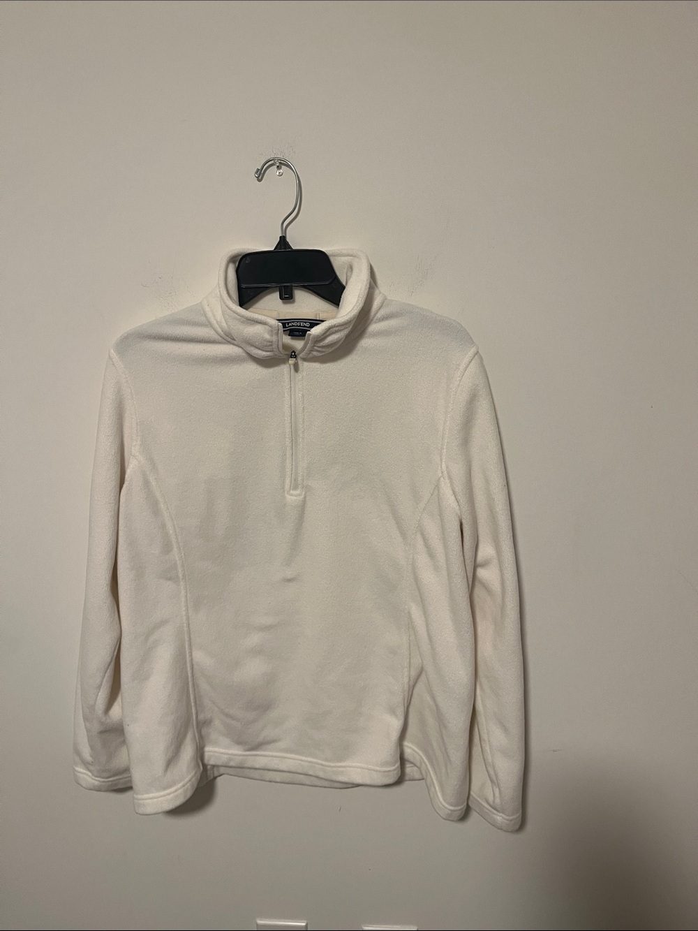 Lands' End Cream Half-Zip Fleece Pullover